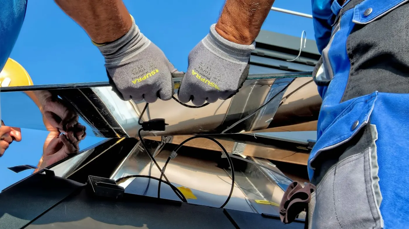 Solar installer on site